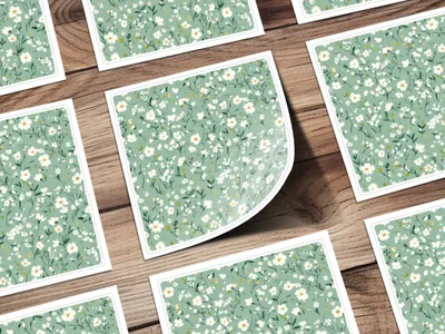 Beautiful Green Floral Pattern Sticker Sheet Set