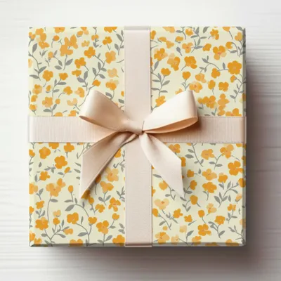 Elegant Floral Pattern Gift Box with Satin Ribbon Bow