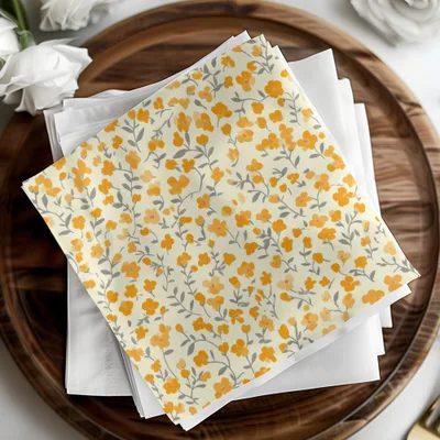 Beautiful Yellow Floral Print Decorative Napkins
