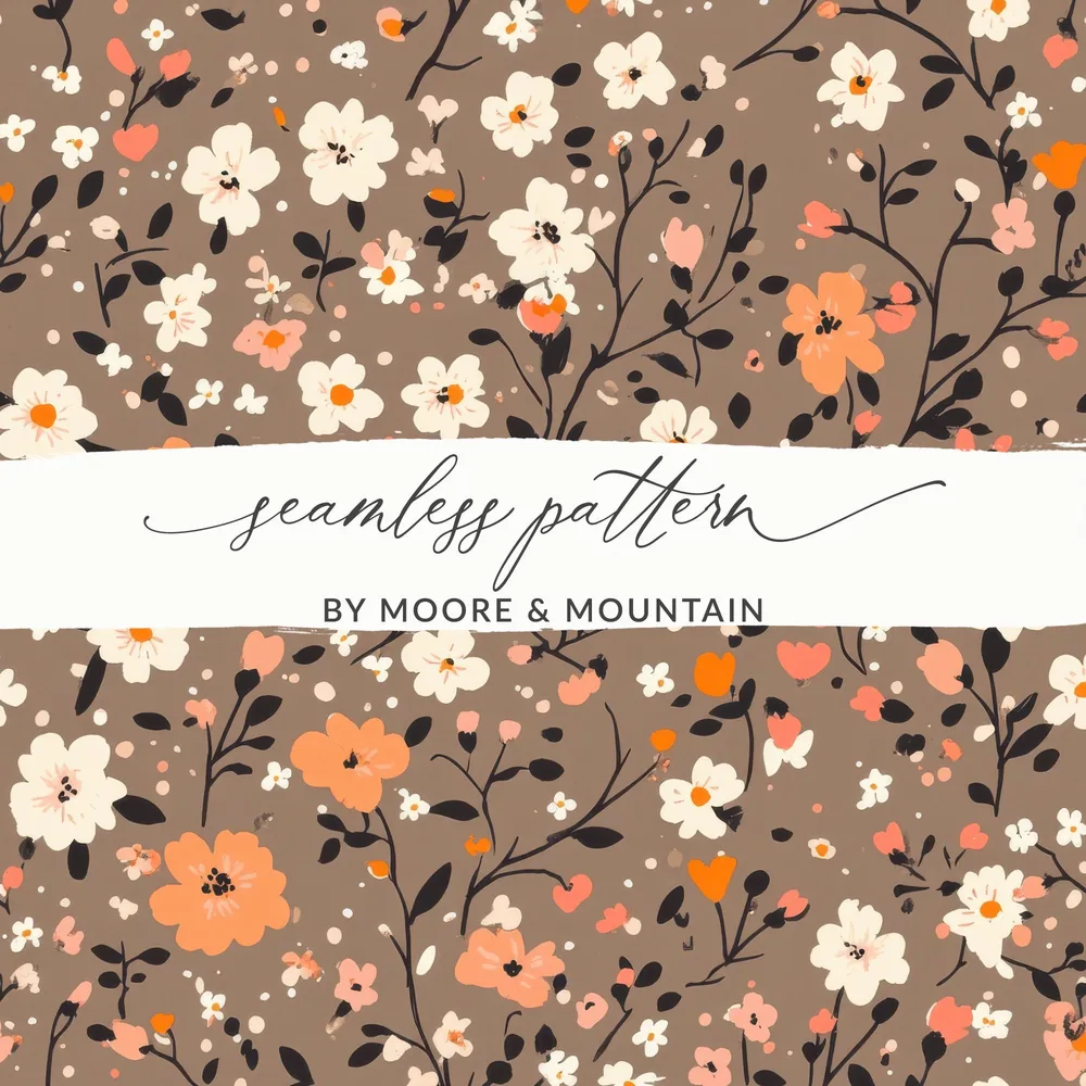Floral and Leafy Seamless Pattern Design for crafts