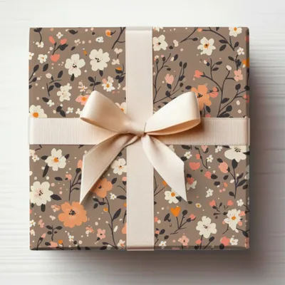 Floral Patterned Gift Box with Ribbon Package