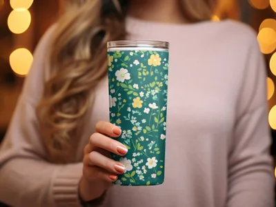 Floral Print Insulated Tumbler for Hot and Cold Drinks