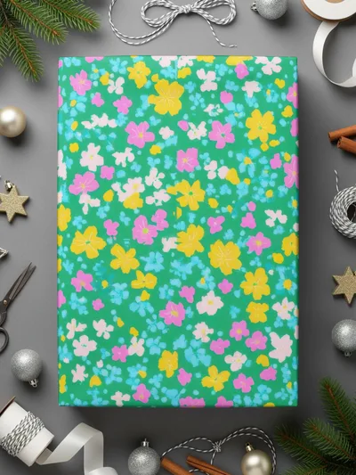 Colorful Floral Patterned Wrapping Paper Product