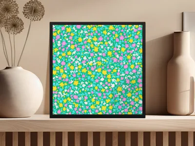 Vibrant Floral Pattern Wall Art Print for Home Decor