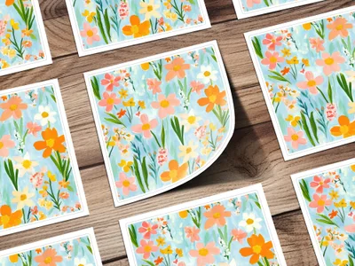 Colorful Blooming Wildflowers Art Print Perfect for Decor
