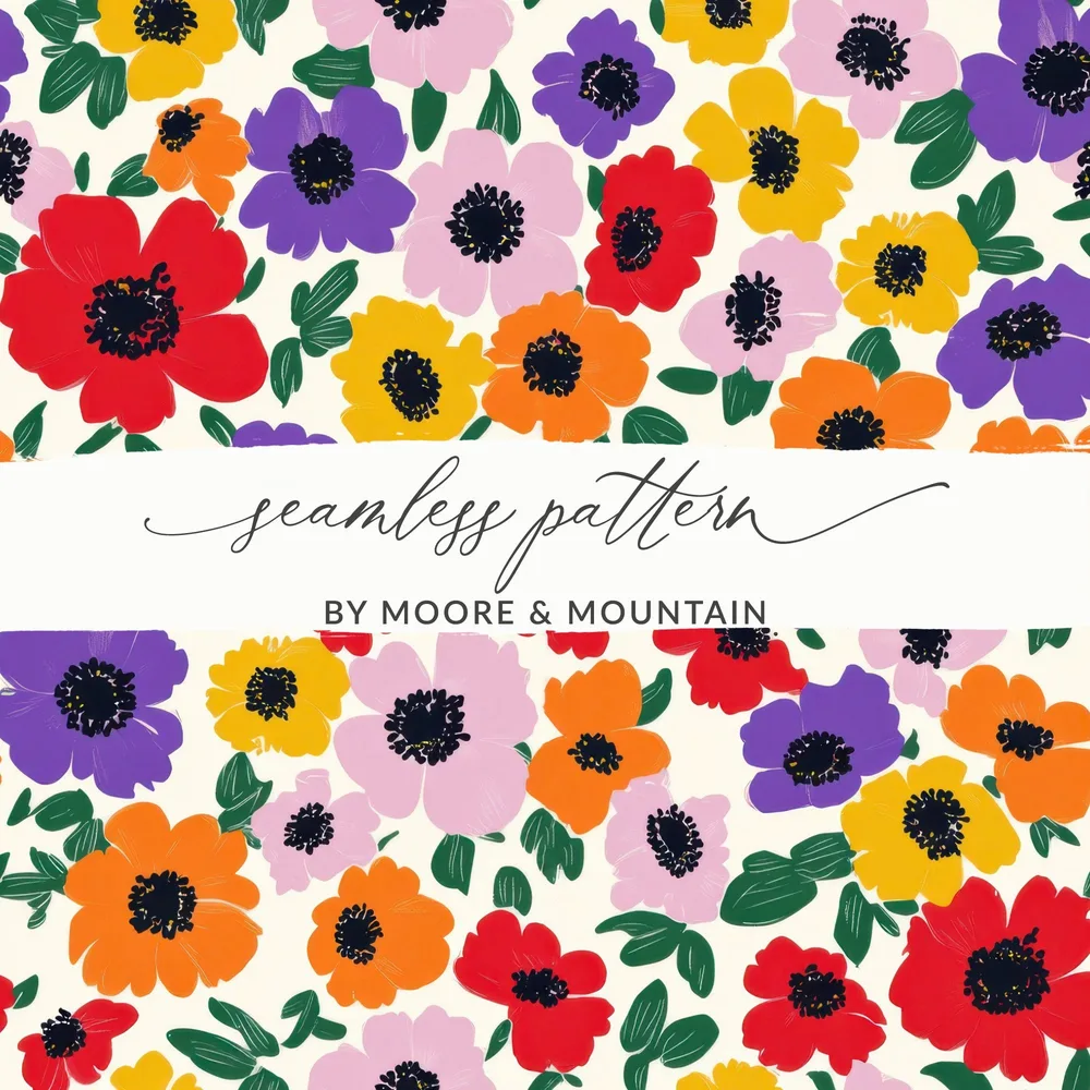 Colorful Floral Seamless Pattern by Moore & Mountain