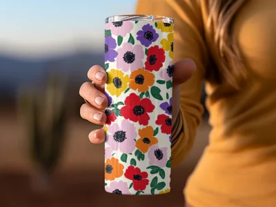 Colorful Floral Pattern Stainless Steel Tumbler Cup Product