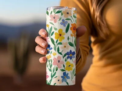 Floral Design Stainless Steel Tumbler for Travel