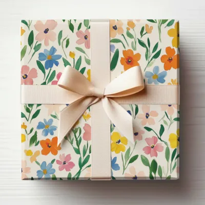 Floral Patterned Gift Box with Bow Decoration