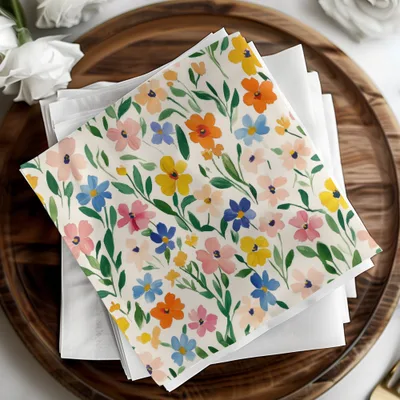 Colorful Floral Pattern Decorative Napkins Set