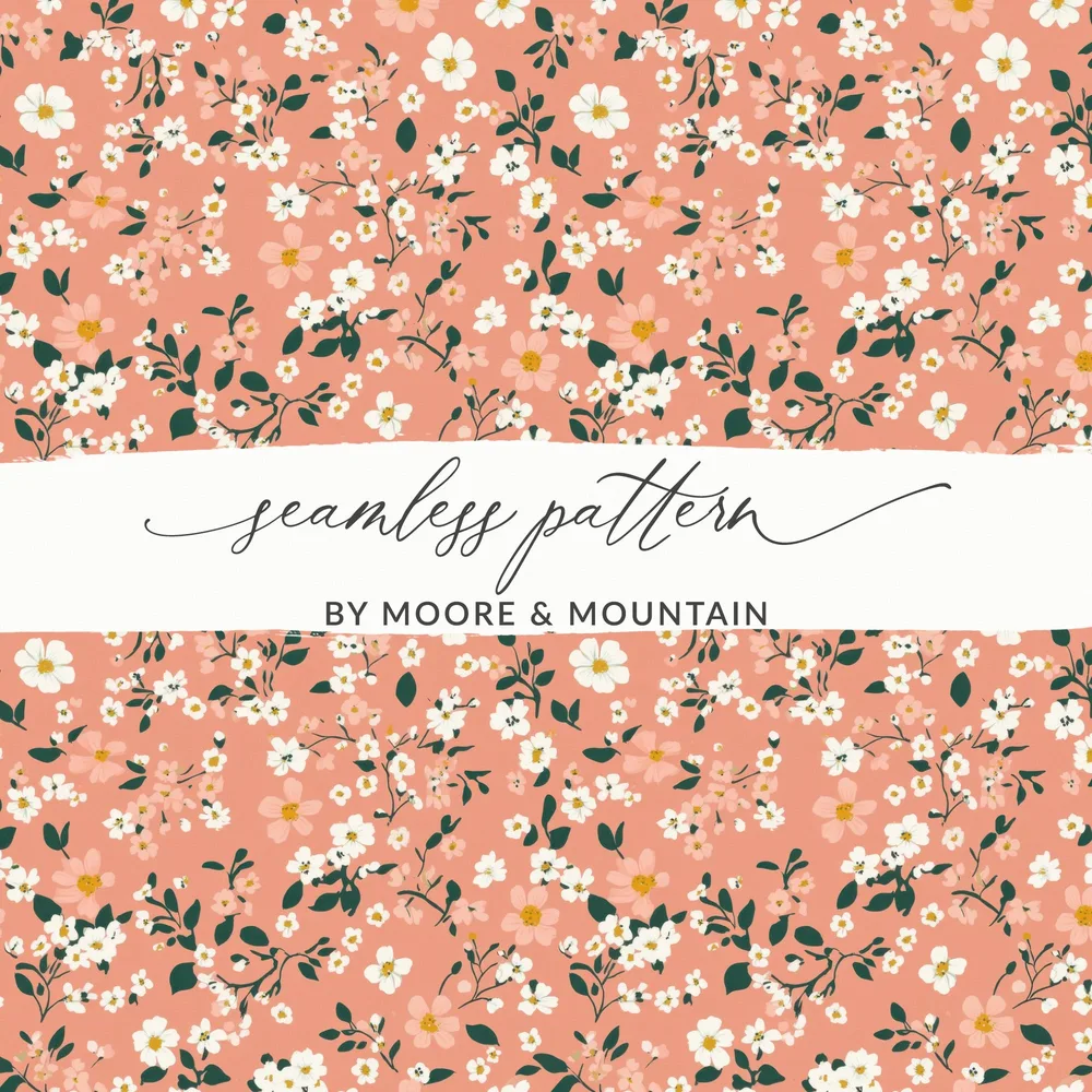 Spring Pastel Patterns Peach Floral and Flower Pattern Digital - Moore and Mountain