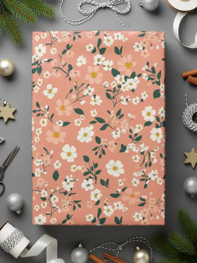Spring Pastel Patterns Peach Floral and Flower Pattern Digital - Moore and Mountain