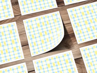 Yellow and Blue Plaid Pattern Stickers Pack