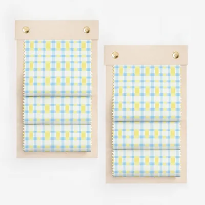 Blue and Yellow Plaid Patterned Window Shade