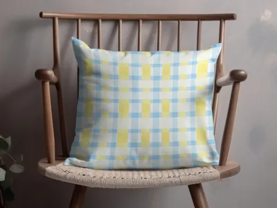 Blue and Yellow Plaid Pattern Throw Pillow product