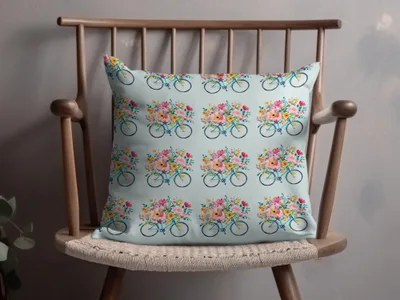 Spring Seamless Bicycle with Floral Basket Pattern Digital - Moore and Mountain