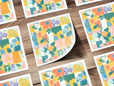 Vibrant Floral Patchwork Design Art Print Collection