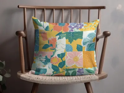 Colorful Floral Patchwork Design Cushion Pillow