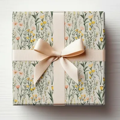 Floral Gift Wrap With Bow for Present Decor Product