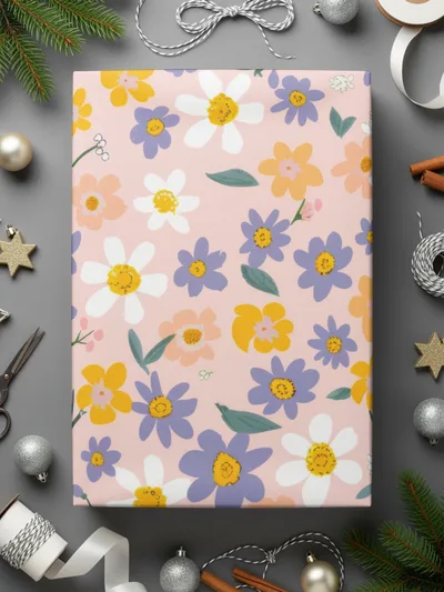 Floral Patterned Wrapping Paper for Festive Occasions