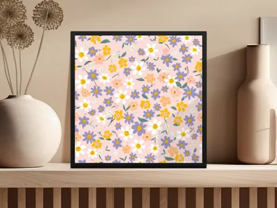 Bright Floral Pattern Wall Decor Art Print Product