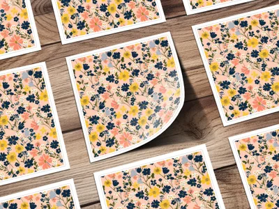 Vibrant Floral Pattern on Peach Background Poster Print