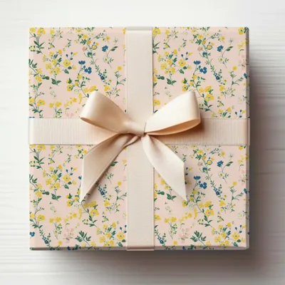 Elegant Floral Pattern Gift Box with Ribbon Bow
