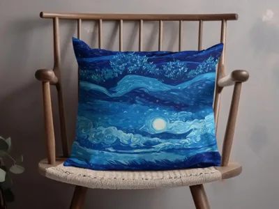 Starry Night Sky Digital, Moon Art Digital, Blue Landscape Digital, Seamless Pattern Digital, JPEG Digital, Van Gogh Style Digital - Moore and Mountain