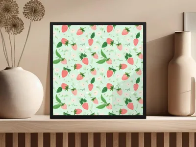 Strawberry Digital Paper, Seamless Pattern, Floral Pattern, Digital Download, Commercial Use, Strawberry Background, Summer Theme - Moore and Mountain