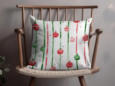 Striped Christmas Baubles Seamless Red and Green Watercolor Digital Pattern - Moore and Mountain