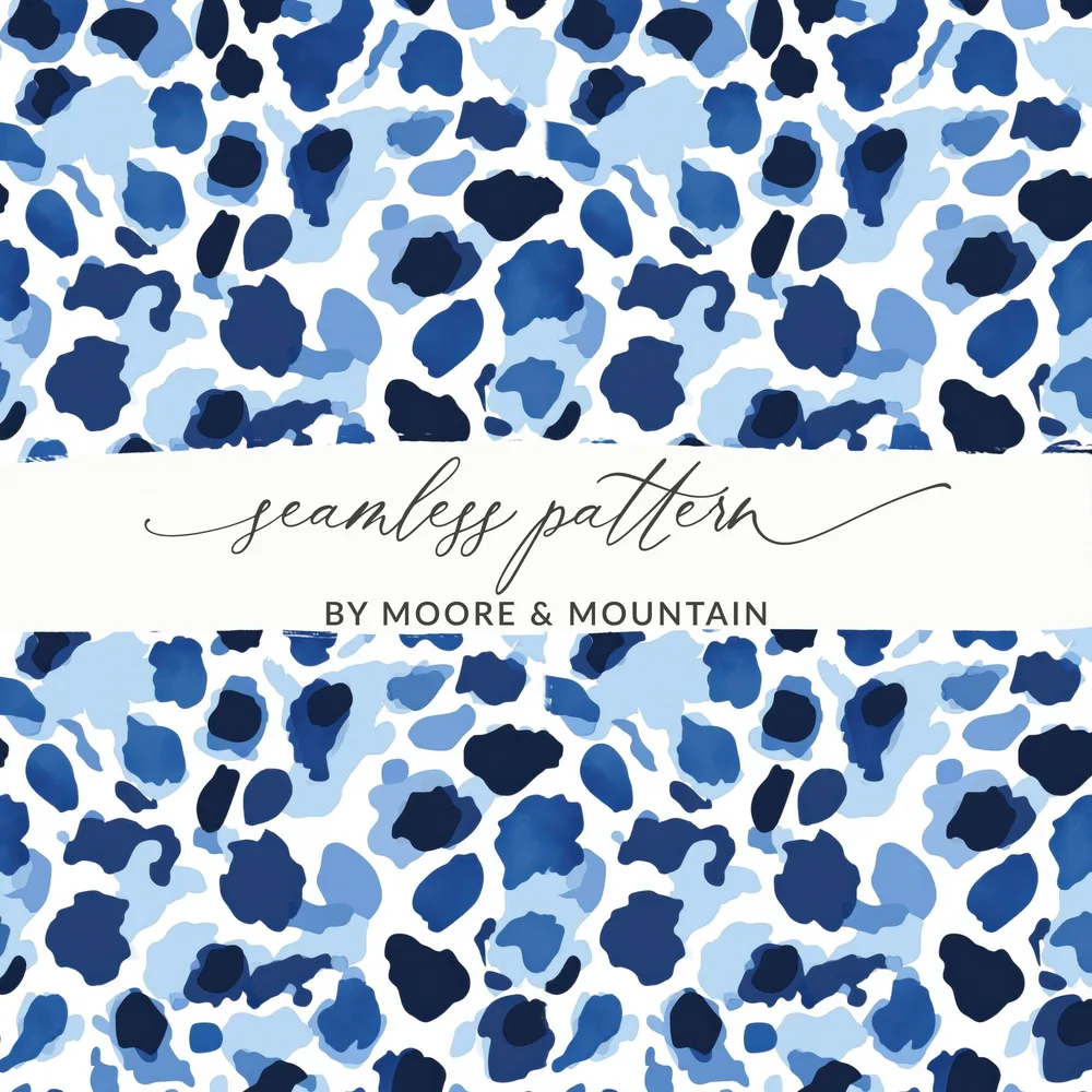 Stylish Blue and White Camouflage Design Pattern Digital - Moore and Mountain