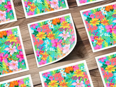 Bright and Colorful Floral Pattern Sticker Sheets