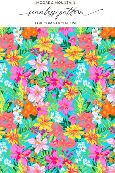 Bright Colorful Tropical Floral Seamless Pattern Product