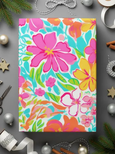 Colorful Floral Wrapping Paper for Festive Occasions