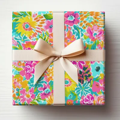 Vibrantly Colored Floral Gift Box with Ribbon for Any Occasion