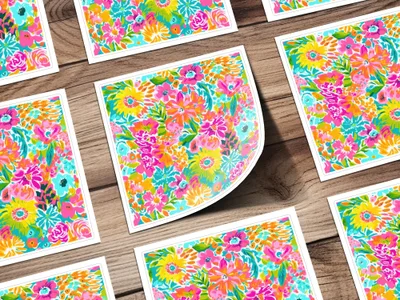 Bright and Colorful Floral Design Greeting Card