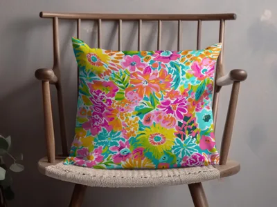 Vibrant Floral Print Throw Pillow for Home Decor