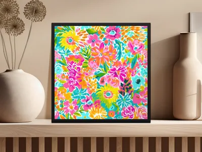 Bright and Colorful Floral Art Print Wall Decor