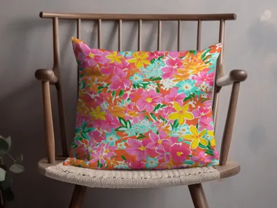 Vibrant Colorful Floral Pattern Decorative Pillow
