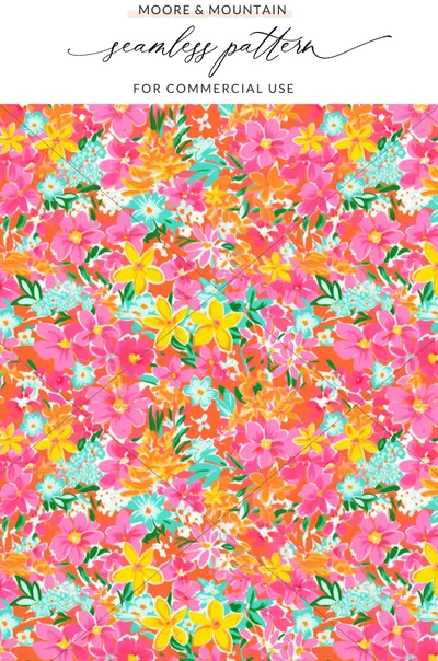 Bright Floral Seamless Pattern for Commercial Use