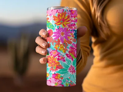 Vibrant Floral Insulated Travel Tumbler Cup 20 oz