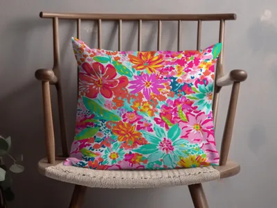 Colorful Floral Throw Pillow for Home Decor