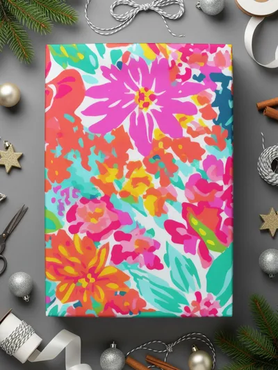 Colorful Floral Pattern Gift Wrap for Holiday Festivities