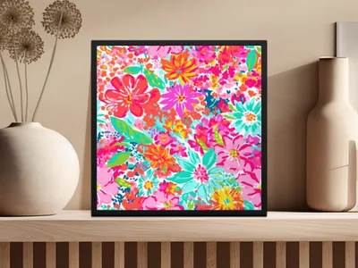 Bright Multi-Color Floral Art Print for Home Decor
