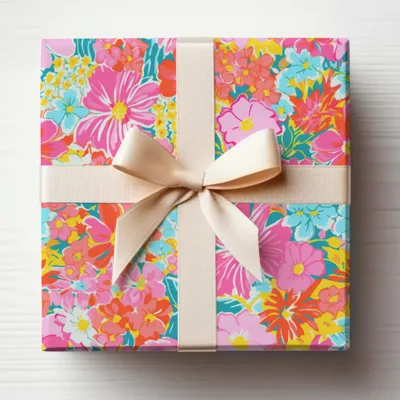 Vibrant Floral Gift Box with Satin Bow for Special Occasions