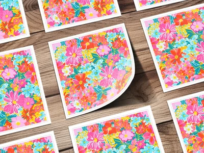 Colorful Vibrant Floral Design Sheet Sticker Set