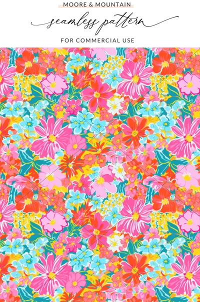 Bright Colorful Floral Seamless Pattern for Commercial Use