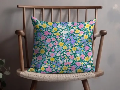 Vibrant Floral Cushion with Multicolor Petals Pillow