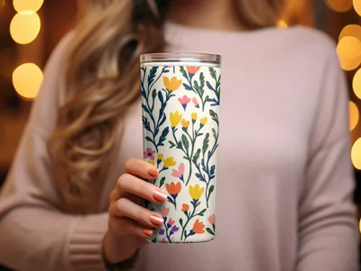 Floral Patterned Insulated Tumbler for Hot and Cold Drinks