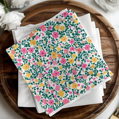 Colorful Floral Pattern Printed Table Napkins Set